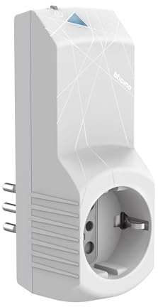 Bticino S3623DC Presa Smart WiFi, Presa Intelligente Italiana da Muro, Monitoraggio Energia da App, Controllo Vocale, Funzione Timer, Compatibile con Alexa e Google Home, Spina Piccola 10A, Bianco