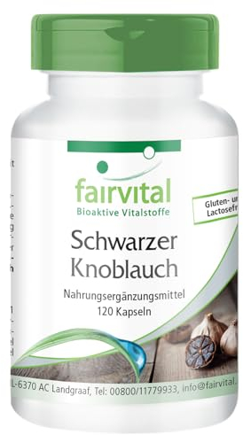 Fairvital | Schwarzer Knoblauch 600mg - 120 Kapseln 15-fach konzentrierter Extrakt aus schwarzem Knoblauch - für 4 Monate - qualitätsgeprüft und hoch dosiert - 100% vegan - Made in Germany