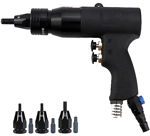GCCSSBXF Pneumatische Luftnietpistole Blindnietpistole, industrielle hydraulische Flachmuttern Nietzange - Nietmuttern Werkzeugsatz für M3 M4 M5 M6 M8 M10 M12 Zugmuttern 802