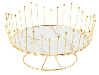 rockible Corbeille à fruits en fil métallique, bol à fruits décoratif, pièce maîtresse de Table pour fête, comptoirs de noël, cuisine, anniversaire, blanc 23.5x13.5cm