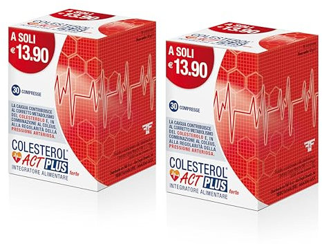 Colesterol Act Plus Forte, Integratore Alimentare che Aiuta a Mantenere i livelli Normali di Colesterolo nel Sangue, a base di Caigua, Guggul e Coleus, Confezione Bipacco da 60 Compresse