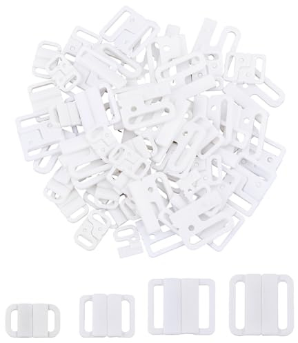 SUPERFINDINGS 60 set di Plastica Bikini Reggiseno Clip Ganci 4 dimensioni Reggiseno Bianco Gancio Scorrevole Reggiseno Chiusura Parte di Ricambio Cucire Sul Costume Da Bagno Reggiseno per La Lingerie