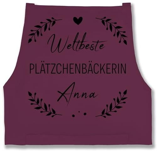 Geschenk mit Namen personalisiert by Shirtracer - Schürze - Backschürze - Weltbeste Plätzchenbäckerin mit Name I Geschenk Hobbybäckerin