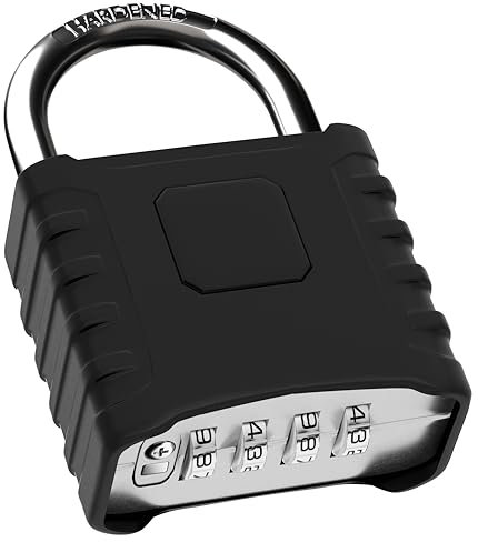 Zenora Heavy Duty Padlocks with Code 52mm 4 Digit Specially Designed Combination Padlock Outdoor Padlock Weatherproof with Hardened Steel Shackle, Ideal for Doors, Garage (Black, Pack of 1)