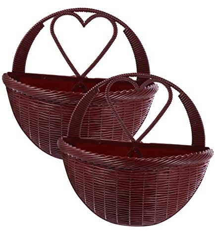 Sosoport 2stücke Wandmontierte Blumenampeln Aus Kunststoff Im Rattan-Look Dekorative Blumentöpfe Für Wand Für Zuhause Und Garten Leicht Und Langlebig Einfache Montage Und Stilvolle