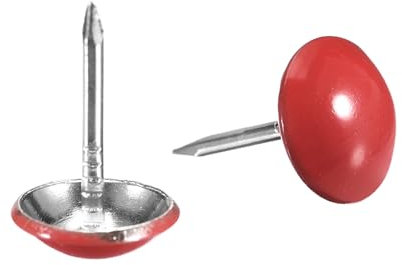 QUARKZMAN 80Pz Chiodi per Tappezzeria, Testa Rotonda 11mmx17mm Puntine da Disegno Chiodi Decorativi per Lavagna Sughero Mobili, Puntine per Mobili, Divani, Testate, Rosso