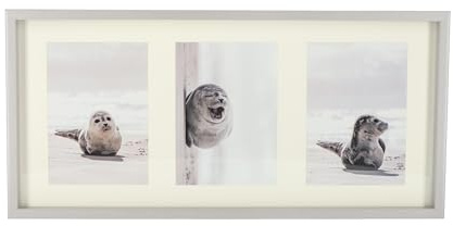 Wackadoo Holz Bilderrahmen Collage 13x18 cm FSC® Holzrahmen Silber Fotowand Fotorahmen mit Glasscheibe mit Passepartout 3er Bilderrahmen Fotogalerie Wandcollage
