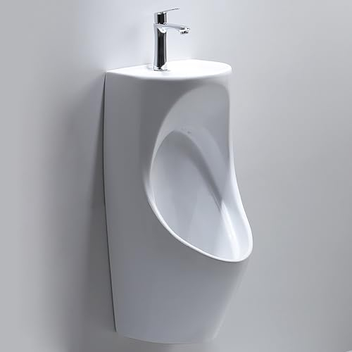 ZDMZR Urinale for Männer, Auslaufsicher, mit Waschbecken Und Wasserhahn, Keramik Urinale, Urinale for Männer, Auslaufsicher for Die Nacht, Urinale for Männer, Badezimmer, Outdoor Urinal