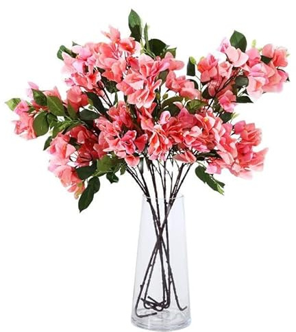 forestmistry 10pcs Silk Bougainvillea Glabra Flower Stem 76cm Artificial Bougainvillea Spectabilis Tree Branches for Wedding Centerpieces Home Hotel Office Floral Decoration (pink)