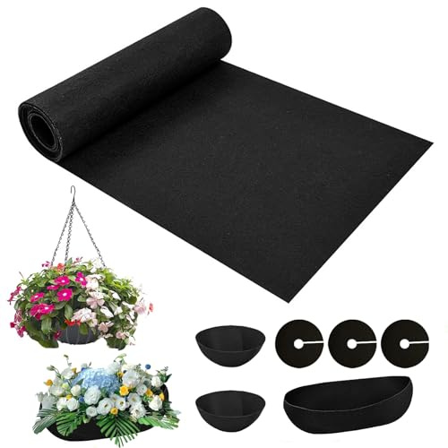 Hanging Basket Liner 12X120inch/ 30X300cm Planter Basket Liners Fabric | Cuttable Fabric Wall Trough Planter Liners for Outdoor Plants Felt Fabric Window Box Liners