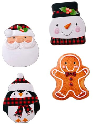 MAGICLULU 4pcs Christmas Candy Tinplate Box Christmas Cookie Biscuit Box Holiday Treat Storage