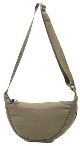 GoPaw Damen Halbmond Crossbody Schultertasche, Hobo Halfmoon Bag, Nylon Crossbody Bag Damen Halbmond Schultertasche mit verstellbarer Schultergurt, Einfarbige