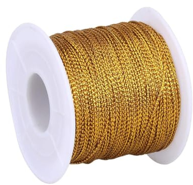 Ficelle métallique non élastique de 1 mm pour la fabrication de bijoux pour suspendre des décorations de Noël, des cartes, des emballages cadeaux (doré, 100 m)