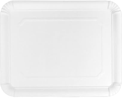 Monouso | 50 Bandeja de Cartón Blanca 22×28 cm | Rectangular Compacta | Resistente al Aceite y Calor | Ideal para Degustaciones y Catering | Pack de 50 Unidades