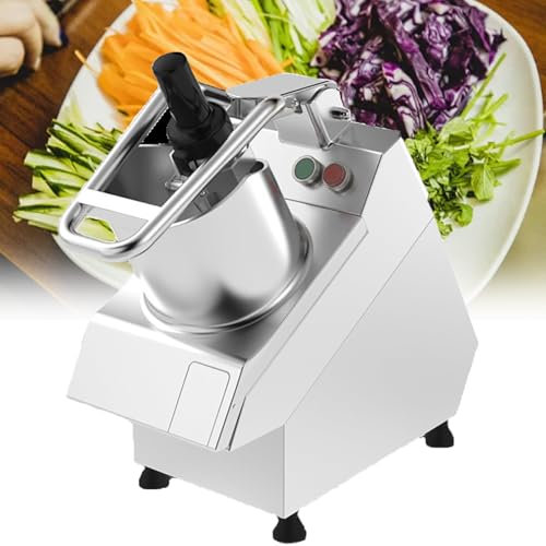 Coupe-légumes électrique, Hachoir à Fruits Et Légumes Commercial 550 W, avec 6 Lames De Coupe, 200-250 Kg par Heure, 300 TR/Min/Min, Robot De Légumes pour Pommes De Terre, Oignons, Concombres