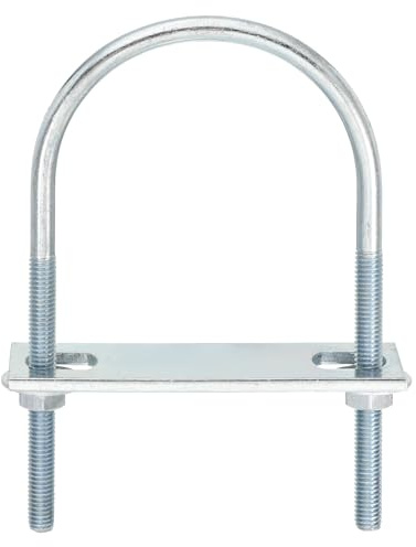 QUARKZMAN 6Pcs Pernos en U Redondos M6, Ancho Interior de 60mm, Longitud de 110mm Perno de Abrazadera en U con Tuercas y Placas, de Acero al Carbono para Reparación Tuberías y Industriale