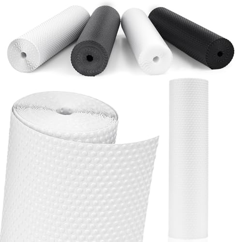 MooiFun Drawer Liners, Waterproof Shelf Liner, Anti-Slip Non-Adhesive BPA Free Kitchen Cupboard Cabinet Liner Refridge Fridge Mats Sink Protector Strong Durable for Home (White/50cm x 610cm)
