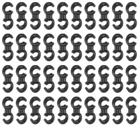 sourcing map 40 Stück Fahrrad S-Haken Clips Klemmen Kunststoff Drehbar S-Stil Schnalle Clips für MTB Bremskabelhalter Führung, Schwarz
