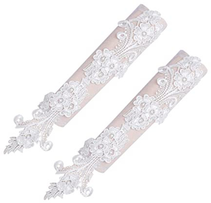 COLLBATH Damen Lange Handschuhe Mit Blumenspitze Für Hochzeit Elegant Und Dehnbar Für Brautkleid Und Feier