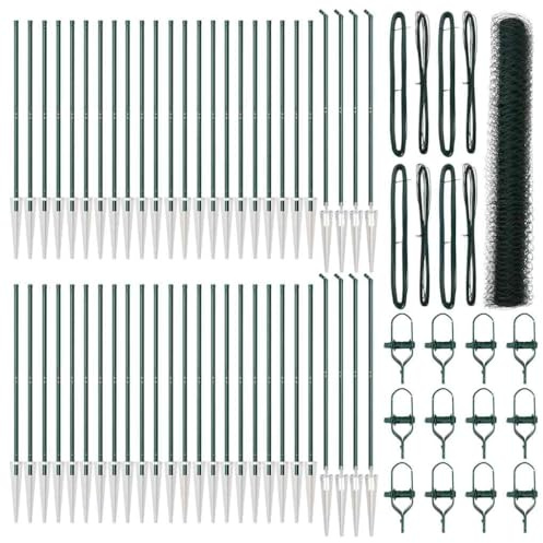 vidaXL Zaun mit Pfosten Grün 1,4 x 100 m PVC-beschichteter Stahl, Garten- und Terrassenteiler, robuster Zaun für draußen, perfekte Lösung für sichere Grenzen