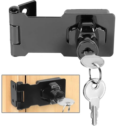 Litensh Lucchetto Hasp, Lucchetto Hasp in Acciaio Inox, Con Viti e Chiavi, Chiusura Armadio Serratura in Metallo per Porte Mobili Cassetti Armadietti Finestra Cancelli (4 Inch)