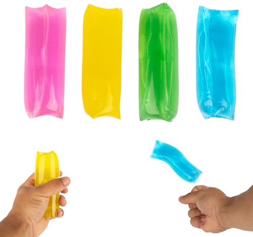 2 Water Snake Wrigglers - Confetti Ribbon Inside, Elastic, Stress Anxiety Relief, For Kids and Adults, Compressed Sensory Squeeze Toy
