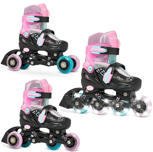 RAVEN 3in1 Inline Skates Triskates Rollschuhe Inliner für Kinder Mädchen verstellbar