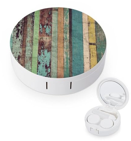 fkgvwo Contact Lens Case Color Wood Contact Lens Holder Box Container Soak Storage Kit