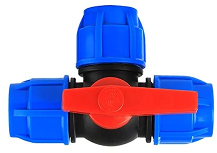 LRFNKCT valve,3 way valve, Ball valve,three-way ball,Plastic 3-way Valve，T-type PE Water Pipe Valve Compression Fitting Connect Valve，Pipe Quick Union 25mm/32mm/40mm/50mm/63mm Flow Switch