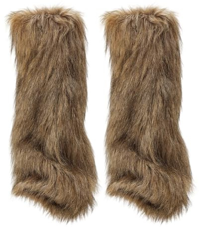 JcvPot Fellstulpen, Beinstulpen Fell, Leg Warmers Fur, Furry Leg Warmers, Winter warme Fellstiefel Manschetten für Weihnachten, Halloween, Hippie -Kostüm, 40 cm Lang