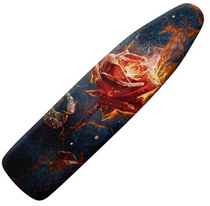 Copriasse Da Stiro Universale 120X40 Fiamma Rose Morbida Custodia Con Elastico, Resistente Al Calore, Rivestimento Impermeabile Anti-Bruciatura Con Bordo Elastico