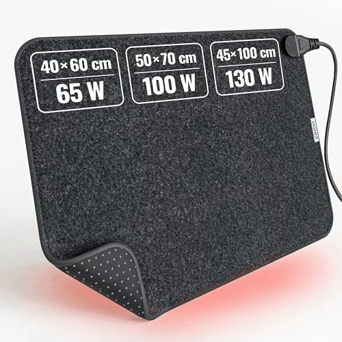 VASNER iCarp Infrarot Heizteppich – Heizmatte Fußboden Büro Schreibtisch Wohnzimmer – Elektrische Fußheizmatte Infrarot – Heizteppich Wärme Füße wählbare Größen 65–130 W (LCD, 40 x 60)