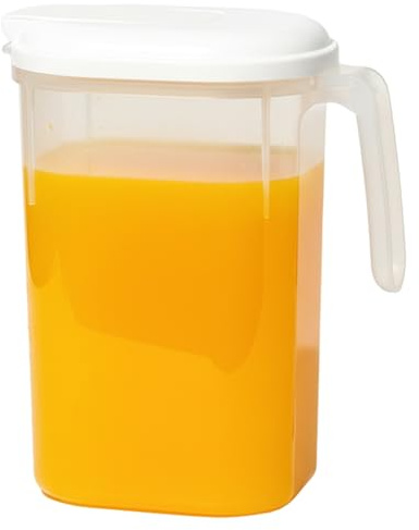 Jarra de agua de plástico, jarra de agua de 2, 5 l con tapa para puerta de refrigerador, boquilla a prueba de fugas y fácil de verter