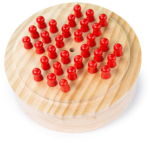 Bigjigs Toys Mini-Solitärspiel, 32-teiliges Brettspiel mit Holzstiften