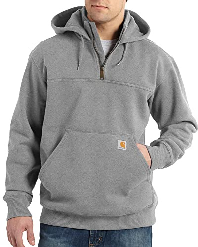 Carhartt Men's Paxton 1/4-Zip Sweatshirt, Heather Gray, Large Tall