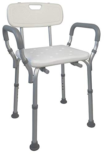 Mobiclinic, Sedia da doccia, Puerto, Marchio europeo, Disabili, Sgabello per anziani, Marcatura ce, Antiscivolo, Altezza regolabile, Sedile con fori acqua, Colore bianco