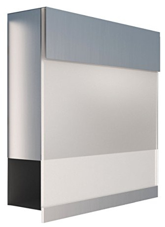 Briefkasten mit Zeitungsfach, Design Briefkasten Edelstahl I Acryl Weiß Manhattan - Bravios
