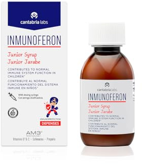 Cantabria Labs - Inmunoferon Junior Jarabe 150 ml – Complemento Alimenticio para las defensas – AM3®, Echinacea y Propolis, con Vitamina C y Vitamina D – Sabor Naranja