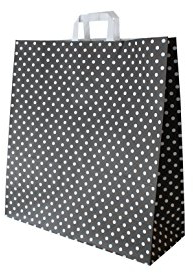 PGV Papiertragetaschen mit Flachhenkel Punkte SCHWARZ - Verschiedene Größen und Mengen (45 + 17 x 47 cm, 50 Stück)