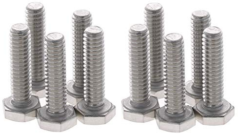 MroMax 1/4-20 x 2,5 cm (1 Zoll) UNC Sechskantschrauben, A2-70 (304) Edelstahl, Vollgewinde, 10 Stück.