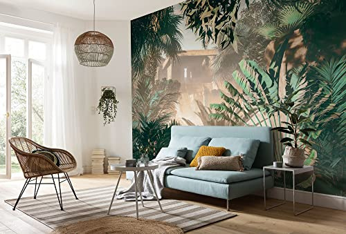 Komar Vlies Fototapete - Manoa - Größe: 350 x 250 cm (Breite x Höhe) - Palmen, Dschungel, Regenwald, Tapete, Design, Wohnzimmer, Wanddekoration, Schlafzimmer, Blumen, floral - LJX7-052