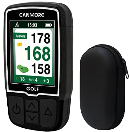 CANMORE HG200 Golf-GPS-Handgerät & Tasche – Vollfarbdisplay mit über 41.000 wichtigen Golfplatzdaten und Scorekarte, kostenlose Golfplätze weltweit, Schwarz
