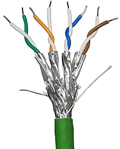 100m CAT8.1 Low Smoke Foil Shielded Cable | Pure Copper Solid Core 23 AWG S/FTP Ethernet | 40 Gigabit Network Internet Data Reel Drum | Low Smoke Zero Halogen 100V Line Cable