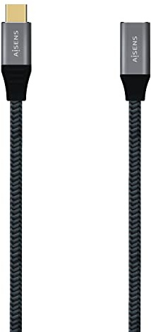 AISENS - A107-0635 - Cable USB 3.2 Gen2x2 20Gbps 5A 100W, tipo USB-C/M-USB-C/H, gris, 1.0m
