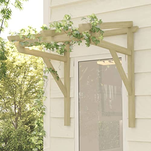 Chusui Auvent de Porte d'entrée Porte Résistante Abri Protection Contre La Pluie et UV Auvent de Porte 100x100x100 cm Bois de pin Massif imprégné