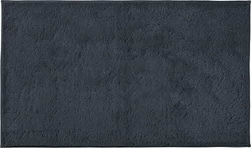 Erwin Müller Badematte, Badteppich Uni ULM anthrazit Größe 80x150 cm - Baumwolle, kuschelig, rutschhemmend, für Fußbodenheizung geeignet