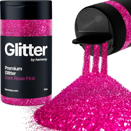Hemway Dark Rose Pink Glitter Shaker, 130g Fine Glitter, Crafts 1/64 | for Resin & Epoxy Crafts for Decorating, Halloween, Christmas, Nail, Face, Art