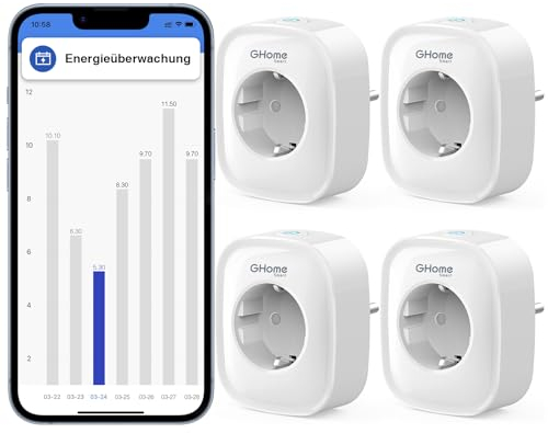 usmart Wlan Steckdose 16A, Alexa Steckdose 4er Pack, Smart Steckdose Kompatibel mit Alexa Google Home, App Fernbedienung, Stromverbrauch Messen Sprachsteuerung Timer, NUR auf 2.4 GHz WiFi