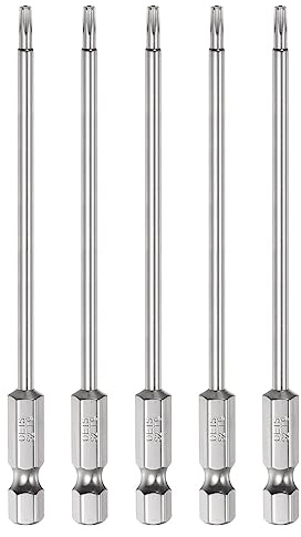 QUARKZMAN 5 Stück T9 Torx Bit Set 100mm Länge Bitsatz 1/4 Zoll Sechskantschaft S2 Stahl Magnetisch Manipulationssicher für Schraubendreher Akkuschrauber Schrauben Werkzeug