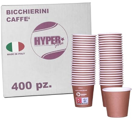 HYPER form 400 Bicchierini Caffè di Carta Biodegradabili Biocompostabili Tazzine da 75ml